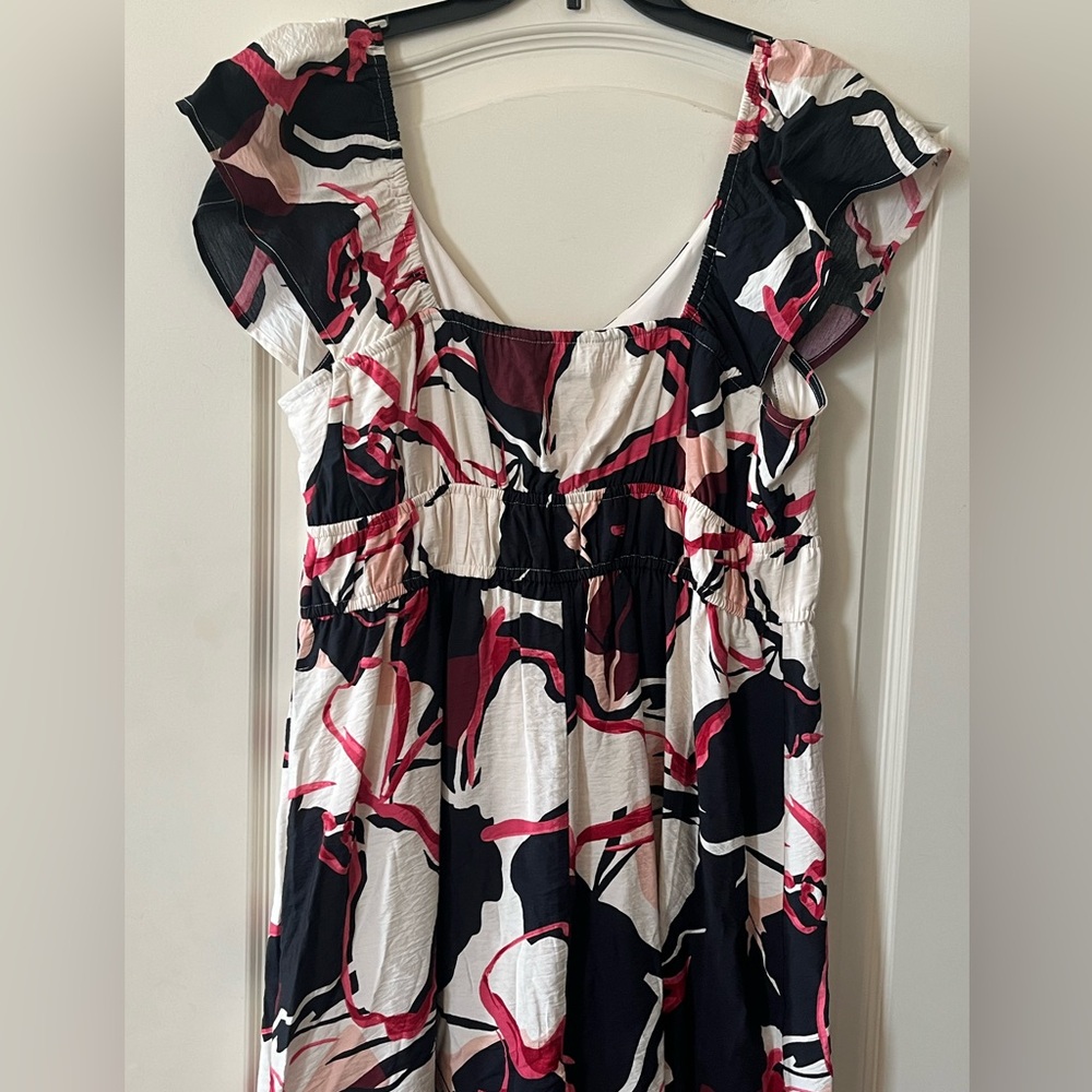 New! Nine West Chic Black and Pink Patterned Maxi Dress Women’s Size Large - Picture 4 of 16